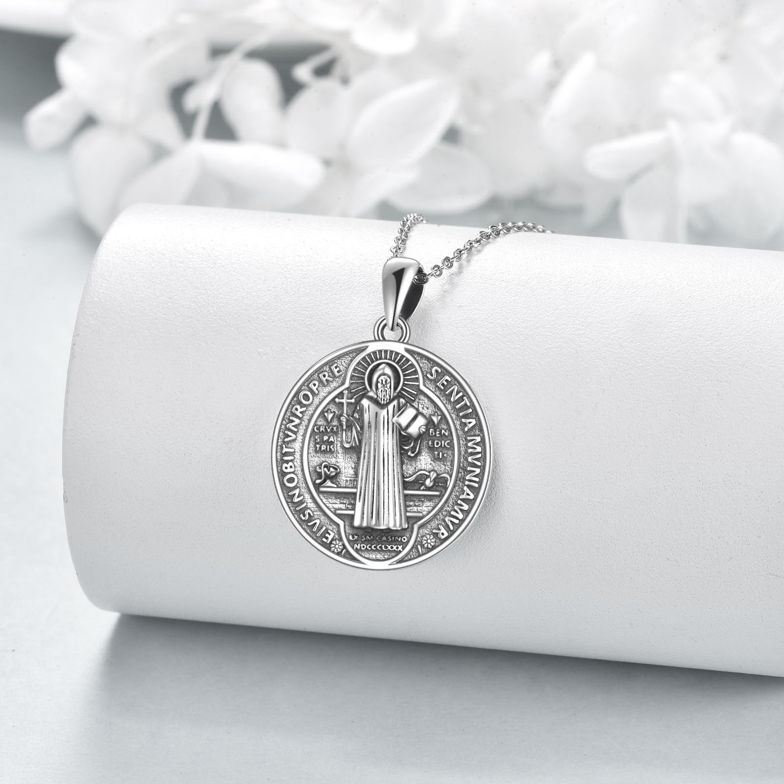 925 Sterling Silver St. Benedict Necklace, Daily Wear